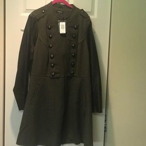 Torrid green coat with faux leather sleeves